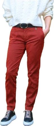 Mason's Jacqueline Houndstooth Broek - Dames - Slim Fit Broeken - Rood - L - Katoen - Broeken