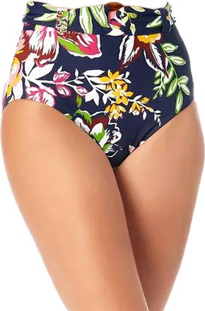 Anne Cole Belted High Waist Swim Bottoms In Tropical Bloom