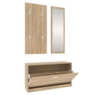 Berkfield Home 3-in-1 Shoe Cabinet Set Sonoma Oak Engineered Wood in Brown