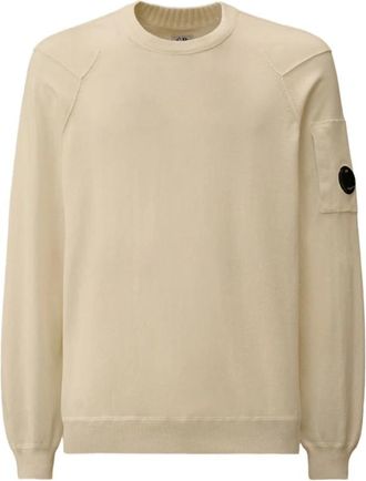 C.P. Company Cotton Sea Island Crewneck Lens Knit - Heren - Sweatshirts - Beige - XL - Katoen - Hoodies & sweatvesten