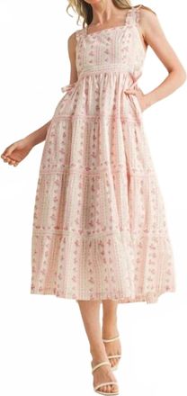 Merci Julieth Midi Dress In Ivory Pink Floral