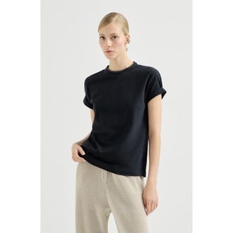 Brunello Cucinelli T-shirt with Precious Faux Layering in Anthracite at Nordstrom, Size Xx-Large Eu