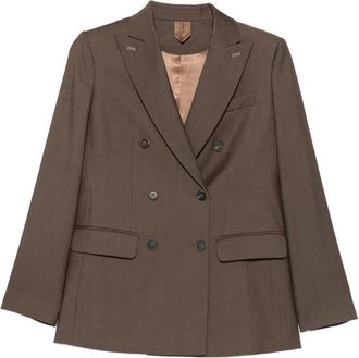 Max Mara Brown Solid Peaked Lapel Blazer