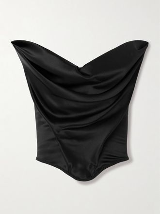 Magda Butrym Top Bustier In Raso Di Seta Stretch - Nero
