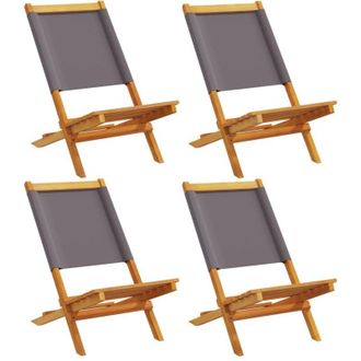 vidaXL Vidaxl - Sillas De Jard&iacute;n Plegables 4 Uds Madera Maciza Y Tela Antracita