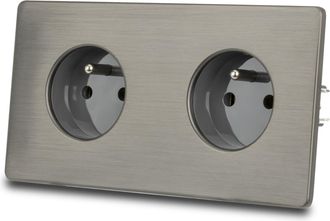 OEM Enchufe Doble El&eacute;ctrico De Acero Cepillado Gris Pvd Color Gris Plomo