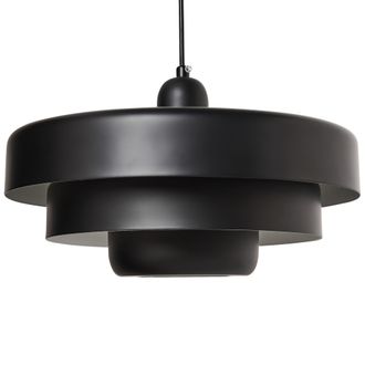 Beliani L&aacute;mpara Colgante De Metal De Varios Niveles Estilo Escandinavo De Mediados De Siglo Negro Kolga
