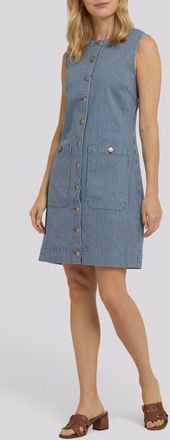 NYDJ Sleeveless Denim Utility Dress in Malaga Stripe at Nordstrom, Size Xx-Small