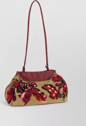 Dries Van Noten embroidered floral shoulder bag long strap