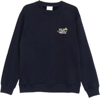 Dr&ocirc;le de Monsieur Floral Logo Crew Sweat - Heren - Sweatshirts - Blauw - M - Katoen - Hoodies & sweatvesten