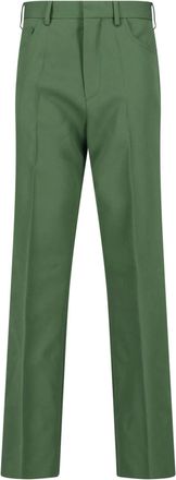 Marni Green Tailored Straight-Leg Wool Pants