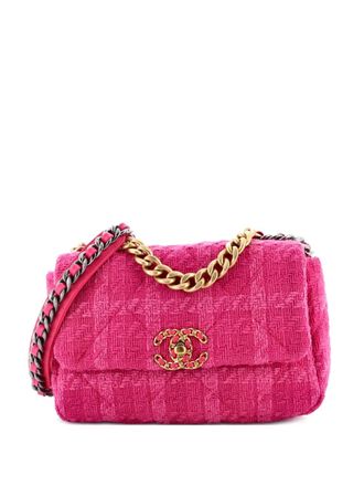 Chanel 19 Flap Bag Quilted Tweed Medium crossbody bag - Rosa