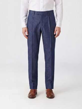 Boglioli Pantaloni sartoriali slim fit in lino con chiusura decentrata