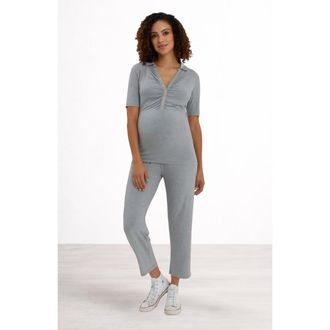 Nom Maternity Calista Maternity & Nursing Top in Heather Grey at Nordstrom, Size X-Large