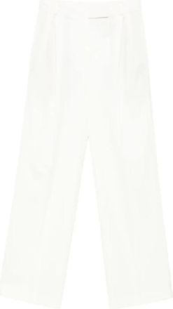 Róhe Straight Trousers, female, White, Size: M White Wool Blend Pleated Trousers