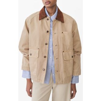 Mango Rio Cotton Twill Barn Jacket in Sand at Nordstrom Rack, Size Small