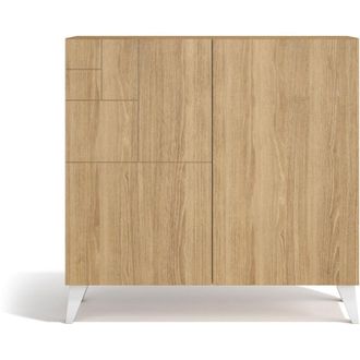 HERDASA Zapatero Modelo Bergen 512, Roble Dorado Con Patas Blancas