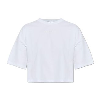 Balmain T-Shirts, female, White, Size: XS T-Shirt with Embroidered Logo