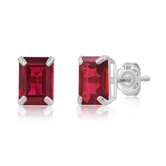 MAX + STONE 14k Yellow or White Gold Solitaire 7x5mm Gemstone Stud Earrings