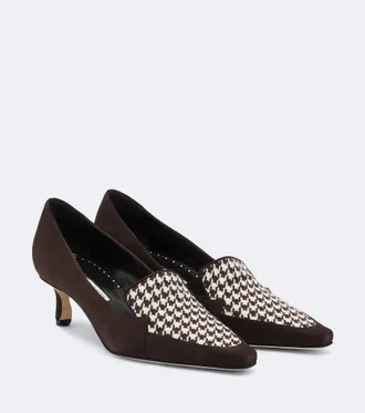 Manolo Blahnik Petusi houndstooth suede pumps
