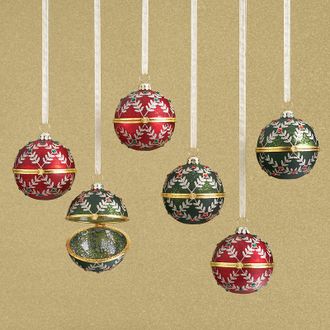 Frontgate Set of 6 Vintage Christmas Ornament Collection - Locket Ornament - Frontgate