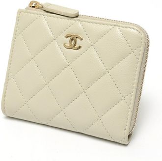 Chanel Light Gray Grained Calfskin Coin Purse/Coin Case (Pre-Owned)