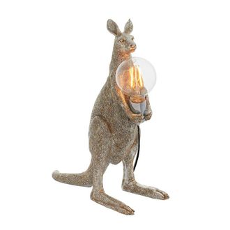 Loops Vintage Silver Kangaroo Table Light - Resin Figure - Chrome Plated Lamp Holder in Metallics