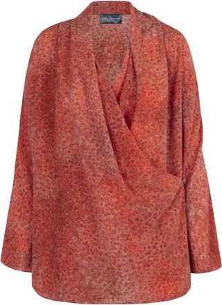 Cortana Ingrid- zijden blouse granaatappelprint- - Dames - Kimonos - Rood - XS - Overhemden