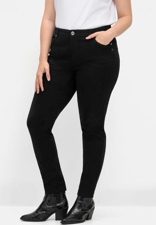 Sheego Stretch-Hose SHEEGO, Damen, Gr. 40, Normalgr&ouml;ssen, schwarz, 98% Baumwolle, 2% Elasthan, unifarben, Hosen Stretch-Hose