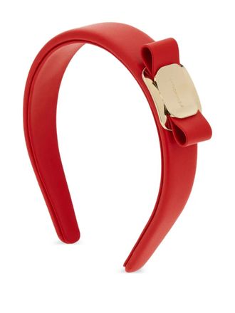 Ferragamo vara plate bow headband - women - Calf Leather/Brass/Plastic - One Size - Red