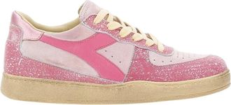 Diadora Vintage Roze Basketball Sneakers - Dames - Sneakers - Roze - 40 EU - Leer - Schoenen