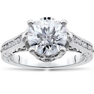 Pompeii3 Certified 2 1/3Ct Diamond Engagement Ring 14k White Gold Lab Grown Size Selectable