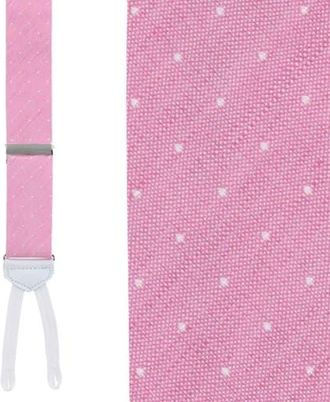Trafalgar Store Churchill Chambray Polka Dot Linen Blend Formal End Suspenders in Light Pink With Polka Dots at Nordstrom