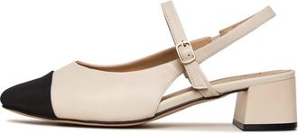 Cesare Gaspari Slingback Blokhak Pumps Marisol - Dames - Pumps - Beige - 36 EU - Leer - Schoenen