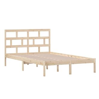 Berkfield Home Beautiful Bed Frame Solid Wood Pine 120x200 cm in Light Tan | Size: Small Double