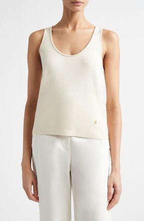 St. John Silk & Cotton Sweater Tank in Ecru at Nordstrom, Size X-Small