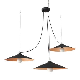 Lumicom Colombo Sospensione, 3xe27, Max 42w, Metallo, Matt Black/copper, D.40cm - Lumicom