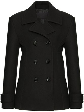 Valentino Garavani Compact pea coat - women - Fabric - 42 - Black