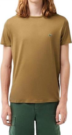 Lacoste Mens Short Sleeve Crew Neck Pima Cotton Jersey T-Shirt In Brown