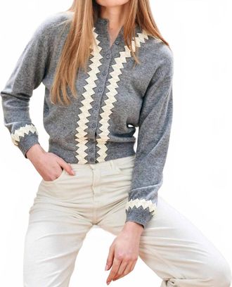JUMPER 1234 Twisted Ribbon Cardigan In Mid Grey Cream