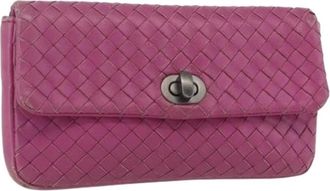 Bottega Veneta Pre-owned Clutches, female, Pink, Size: ONE SIZE Pre-owned Leather Pouch