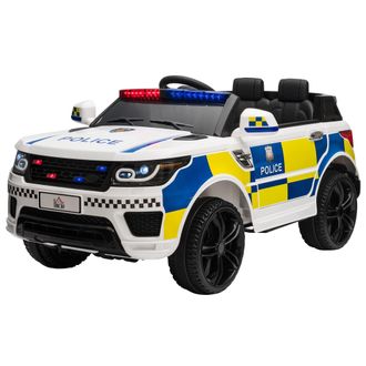 OEM Coche El&eacute;ctrico Infantil De Polic&iacute;a Coche De Bater&iacute;a 12v Con Mando A Distancia Bluetooth Luz Usb Sirena Blanco