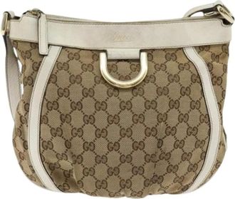 Gucci Pre-owned Shoulder Bags, female, Beige, Size: ONE SIZE Pre-owned Canvas Shoulder Bag