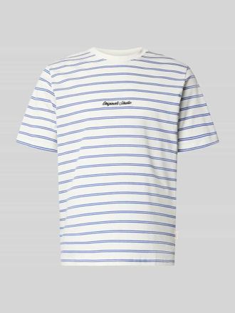 Jack & Jones Jack & Jones T-Shirt mit Streifenmuster und Label-Stitching in Weiss, Gr&ouml;&szlig;e XXL