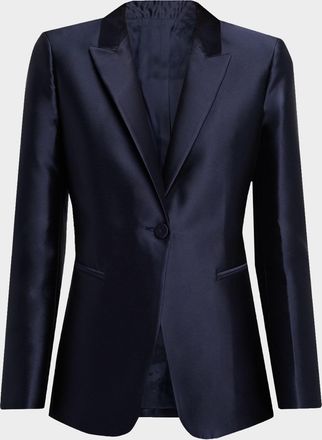 Alberta Ferretti Mikado Silk Single-Breasted Jacket