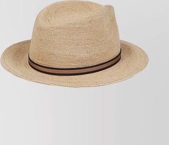 Borsalino wide brim straw hat with double-colored strap