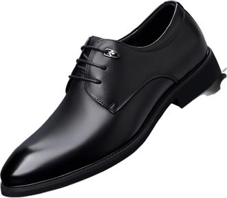 Generic Mens Full Grain Leather Oxford Dress Shoes Breathable British Style Soft Comfort Business Wedding Footwear with Big Size Options for Daily Commute and