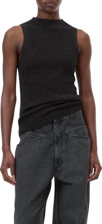 Closed Sleeveless Lurex Top In Black