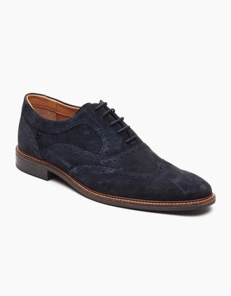 base Mens Base London Clarence Brogue Leather Mens Navy Brogues Shoes - Size: 11