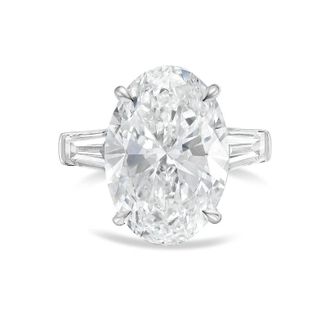 Diana M. Jewels Platinum 15ct lab grown oval diamond ring with baguettes on the sides